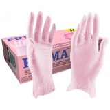 Manusi Nitril Roz Marimea M - Prima Nitril Examination Pink Gloves Powder Free M
